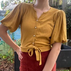 Button up and tie up blouse